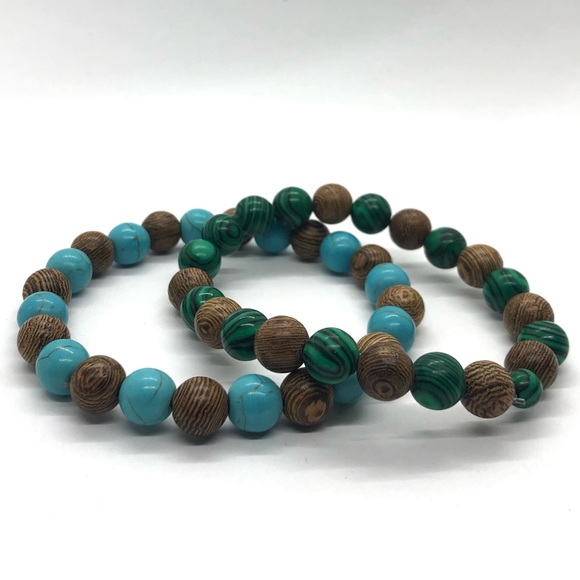 Jewelry - Malachite and Turquoise Bracelet Pair